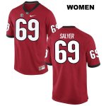 Women's Georgia Bulldogs NCAA #69 Jamaree Salyer Nike Stitched Red Authentic College Football Jersey KYB1254JQ